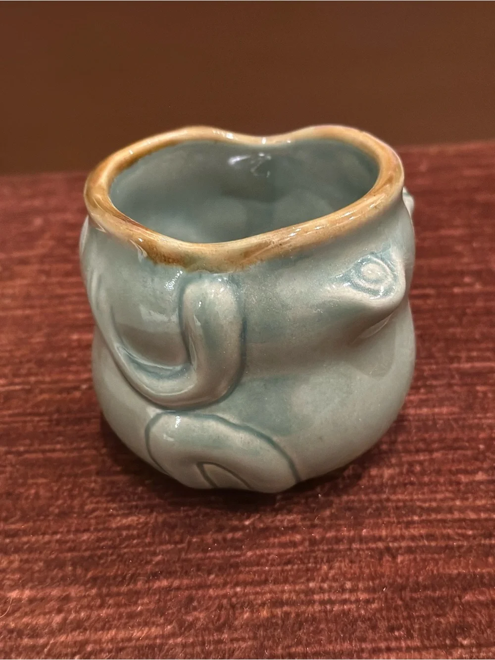 Ceramic Frog Planter in Seafoam Green